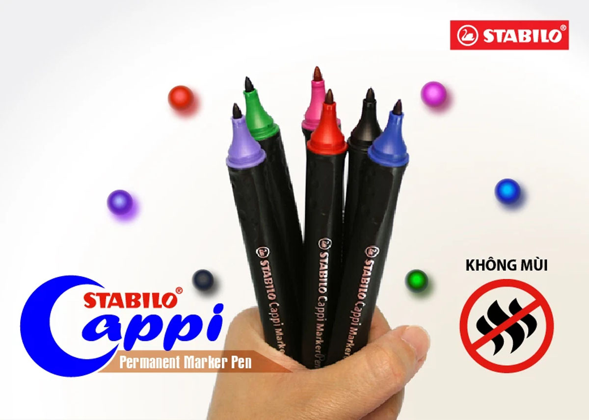 Bộ 3 Bút lông dầu Cappi MarkerPen xanh lá + hồng + tím (MK169-C3B)