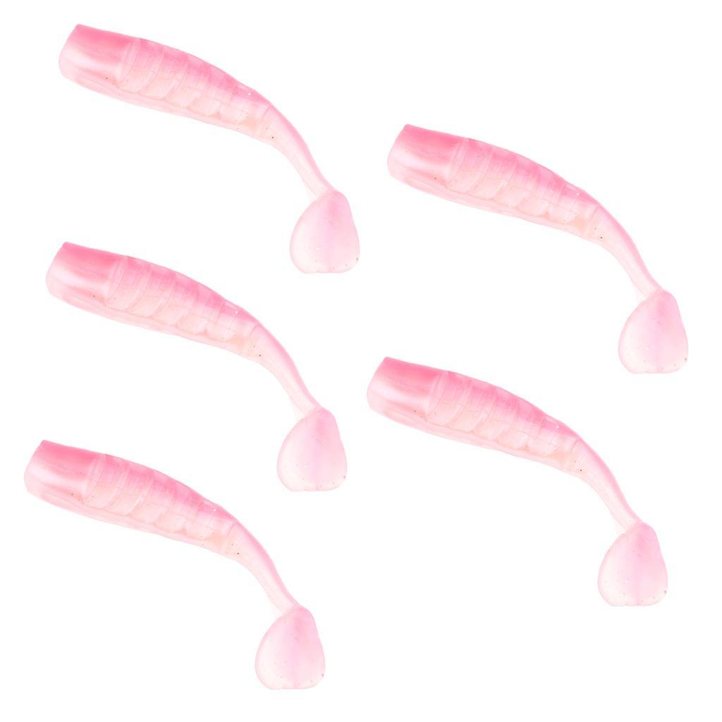 5x Artificial T Tail Crankbait Soft Jig Fish Baits Swimbait Hook Tackle for Saltwater Freshwater Bass Trout Walleye