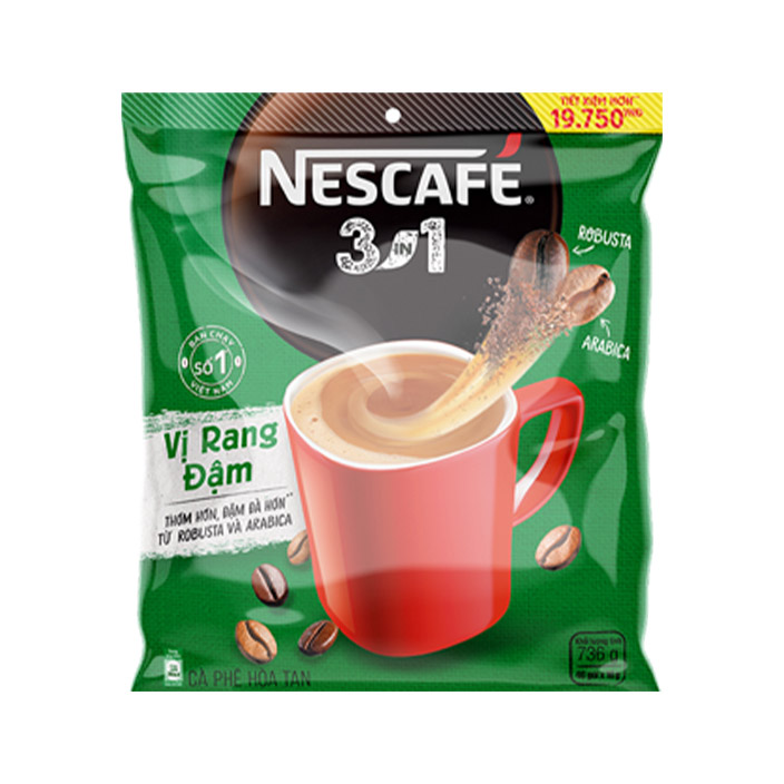 Hình ảnh [Tặng Bộ bình ly Lumiarc 750ml & 200ml NESCAFE] Combo 3 Bịch NESCAFÉ 3IN1 Công thức cải tiến - VỊ RANG ĐẬM Bịch 46 gói