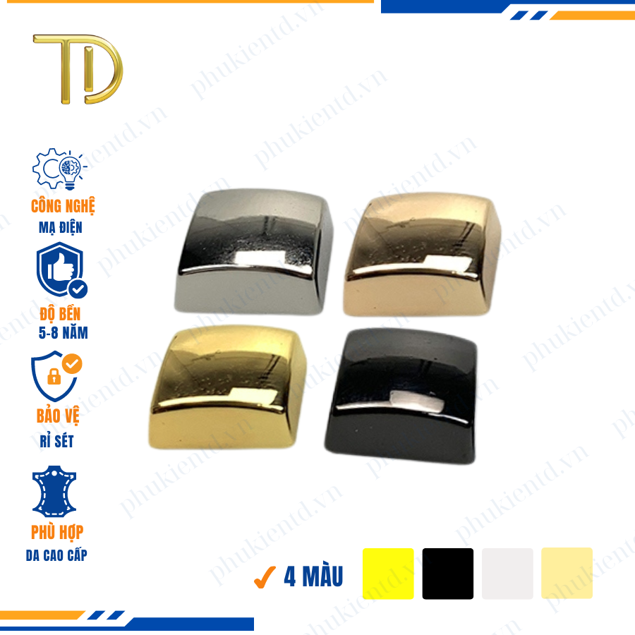 Chân đế túi xách, đế túi vuông, đế đúc túi xách công nghệ Mạ điện Electroplating bền 5-8 năm