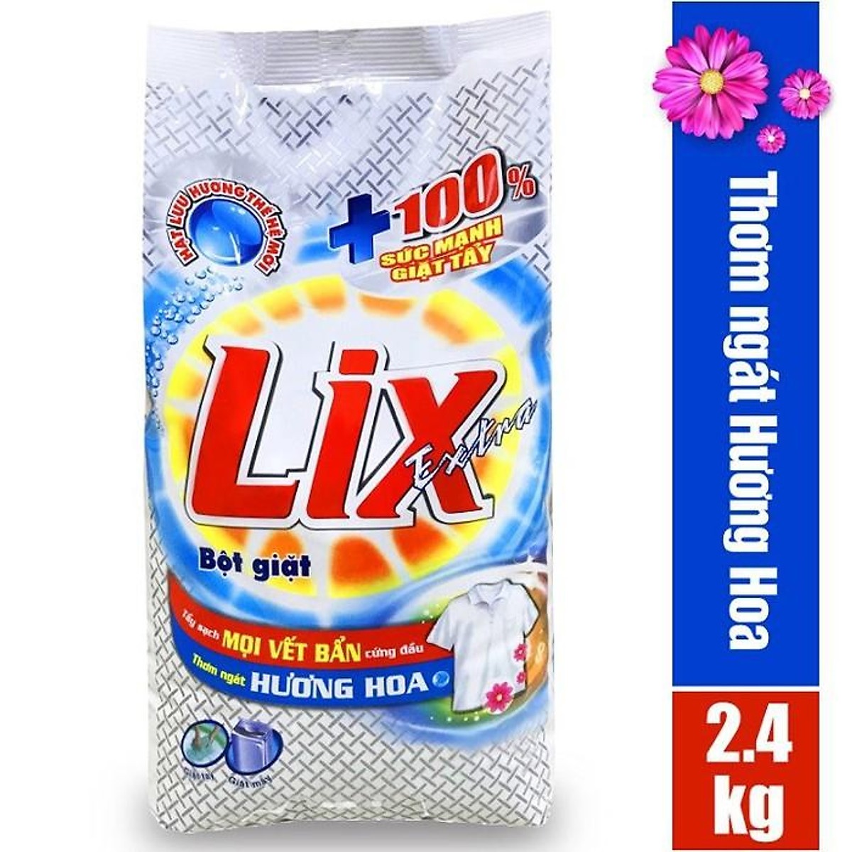 Bột giặt LIX Extra Hương Hoa 2.4KG EB247 - Tẩy Sạch Cực Mạnh Vết Bẩn