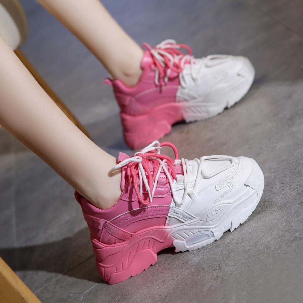 Giày MWC 0725 - Giày Thể Thao Nữ 2 Màu Siêu Cute,Sneaker Êm Chân Đế Độn 5CM Hot Trend