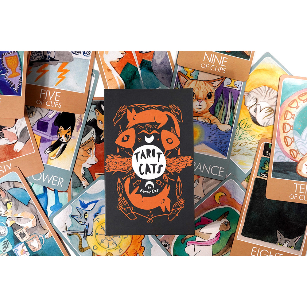 [Mạ Cạnh Size Gốc] Bộ Bài Tarot Cats 78 Lá Bài 7x12 Cm Đá Thanh Tẩy