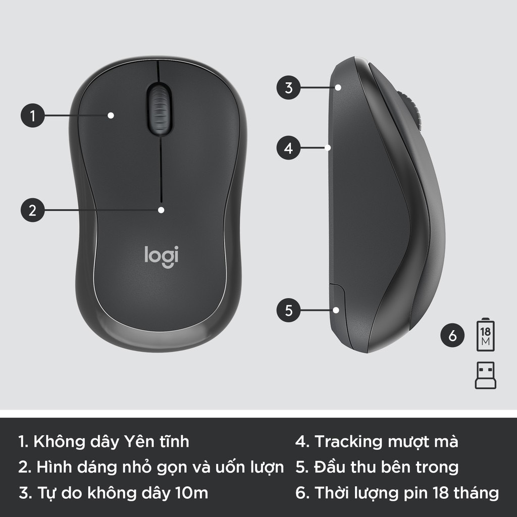Bộ bàn phím chuột không dây Logitech MK295 - Hàng chính hãng