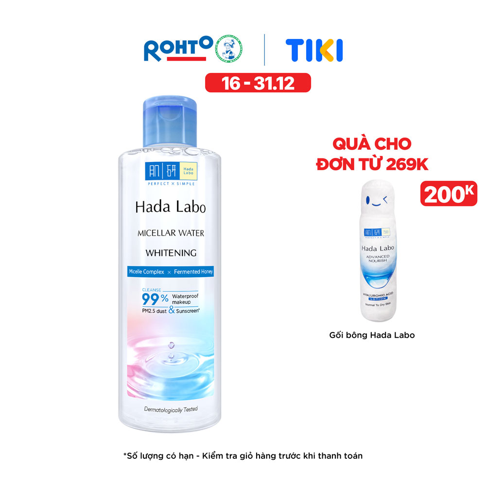 Nước tẩy trang sạch sâu dưỡng trắng Hada Labo Micellar Water Whitening 240ml