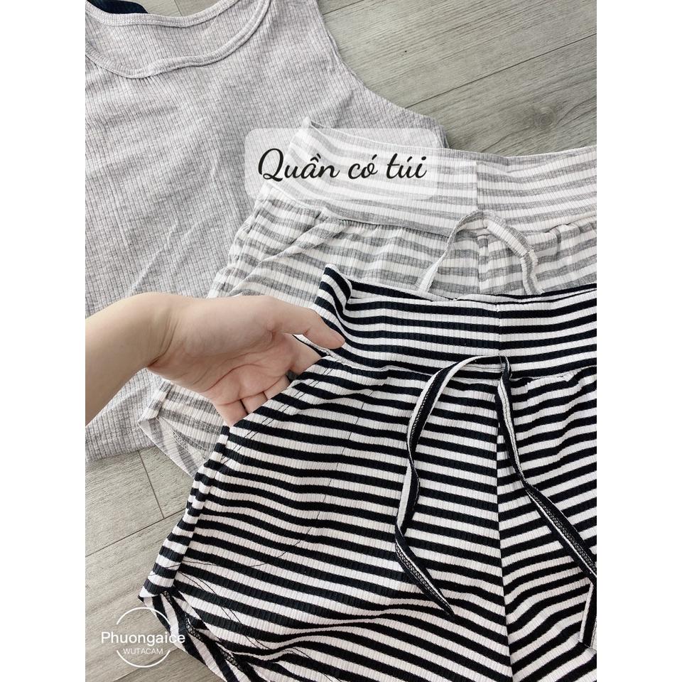 Đồ bộ mặc nhà, bộ đùi thun gần có túi quần - Phuongaliceshop