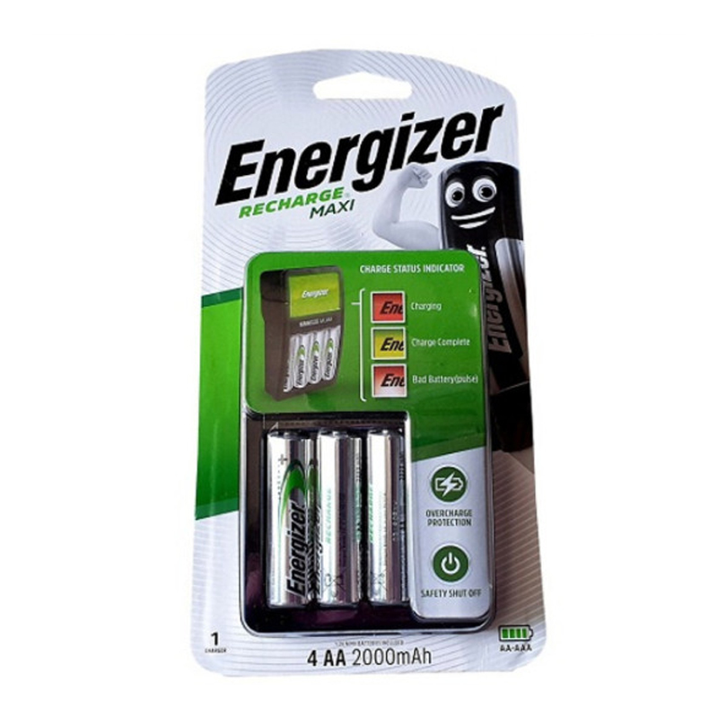 Bộ sạc Energizer Charger kèm 4 pin Ener AA 2000mAh, tự ngắt sạc (CHVCM4)