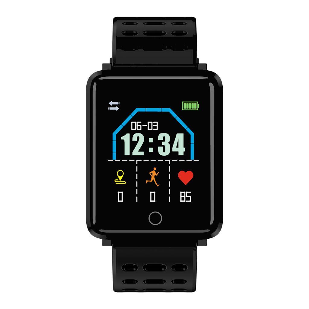 F3 Sports Smartwatch Alarm Clock 180mAh Bracelet Men Women Pedometer Black