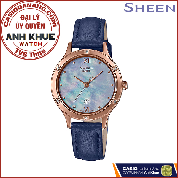 Đồng hồ nữ dây da Casio Sheen chính hãng SHE-4546PGL-2AUDF (30mm)