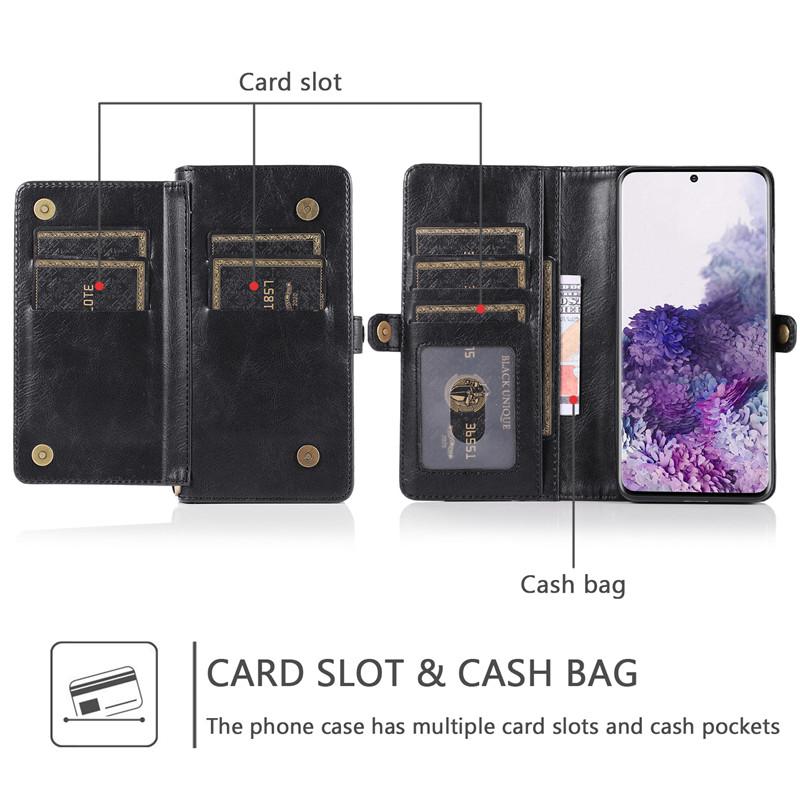 Bao da điện thoại có ngăn thẻ phong cách cổ điển cho Samsung S8 S9 Plus S10E S10 Plus