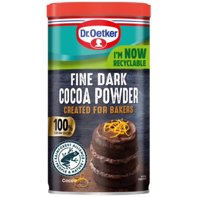 Bột Làm Bánh Cacao Nguyên Chất 100% Đen Mịn Fine Dark Cocoa Powder Dr Oetker 190G