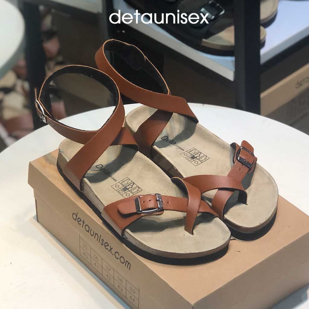 Giày Đế Trấu Sandal Xỏ Ngón Chiến Binh Cổ Cao Nam Nữ Detaunisex Màu Bò - SATA20T