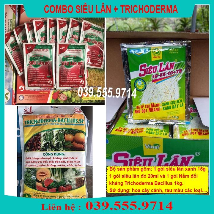 Sản phẩm chăm sóc cây phát triển tốt TRICHODEMA 1kg & SIÊU LÂN XANH - SIÊU LÂN ĐỎ