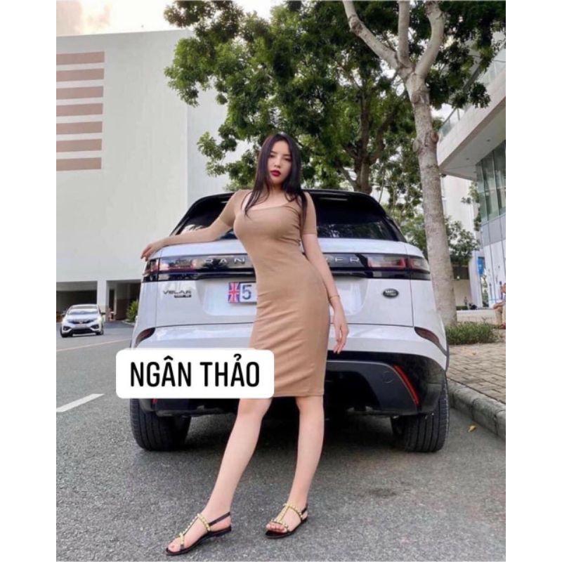 BÁN SỈ VÁY BODY LEN TĂM CỔ VUÔNG