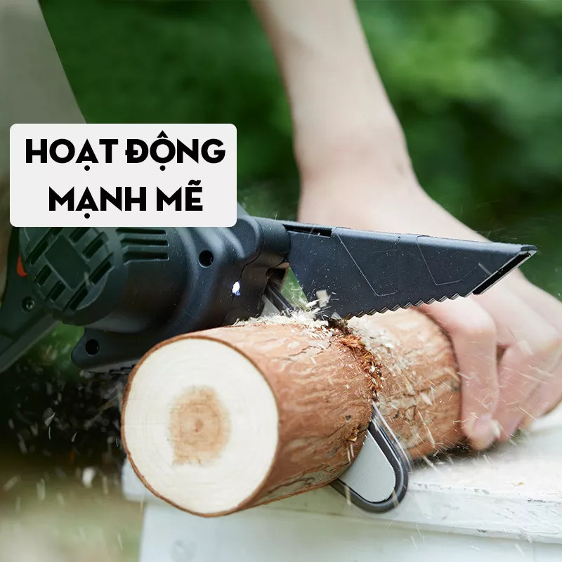 Máy Cưa Xích Chạy Pin - Lam Xích 4inch - Máy Cưa Mini Dây Xích Cắt Tỉa Cành Cây Tiện lợi - Lõi Đồng