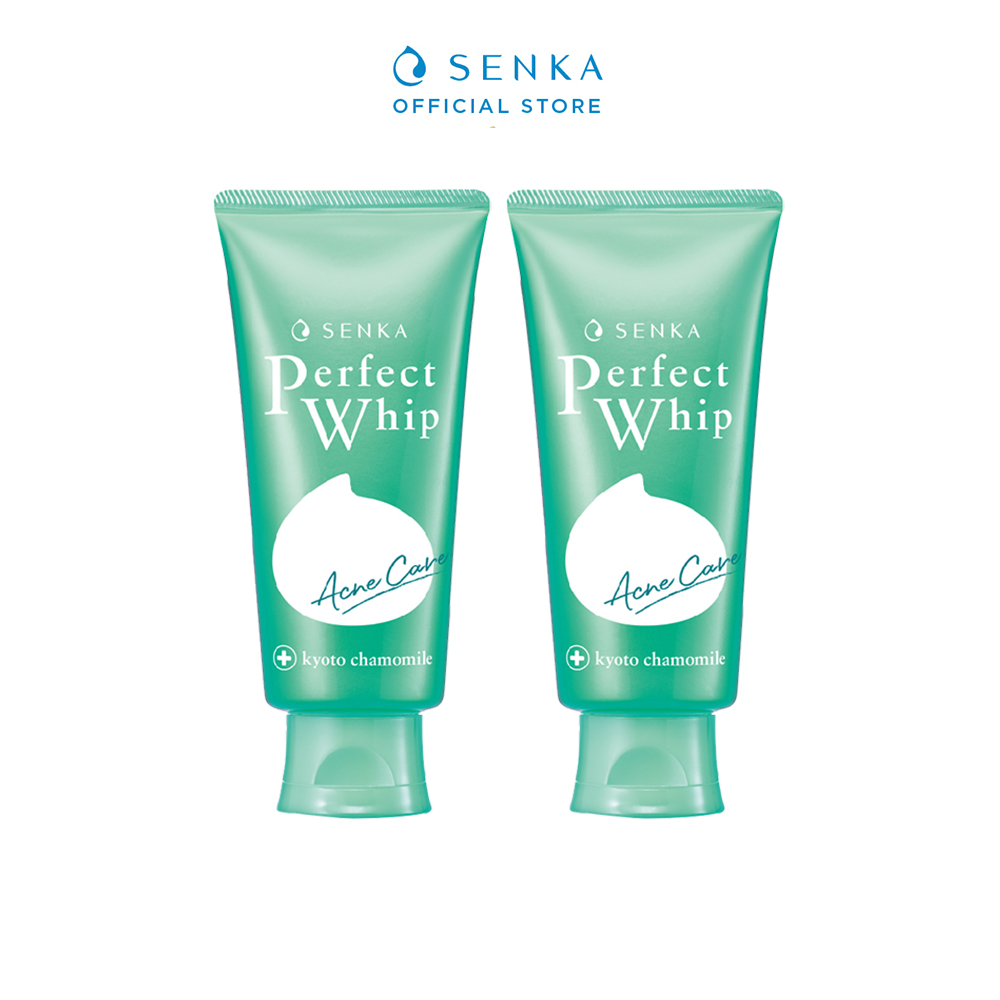 Bộ đôi Sữa rửa mặt tạo bọt cho da mụn chứa Salycilic Acid SENKA PERFECT WHIP ACNE CARE 100g