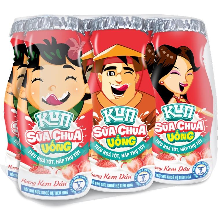 Kun sữa chua uống hương kem dâu thùng 48 chai x 85ml