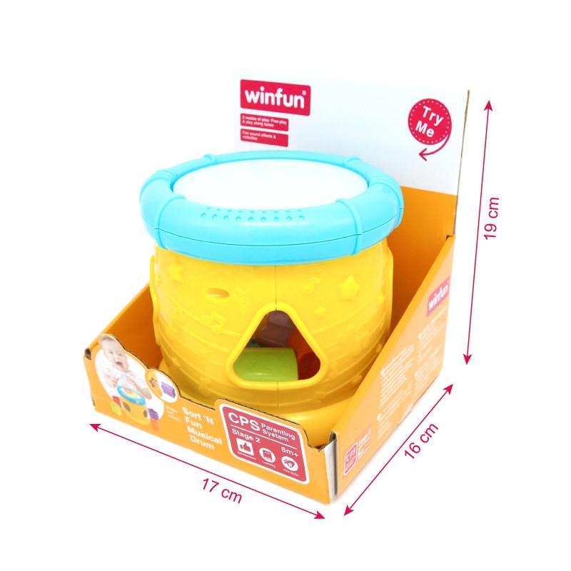 Đồ chơi phát triển tư duy - vận động tinh cho bé: Trống thả hình khối có đèn nhạc phát triển giác quan - Winfun 0748