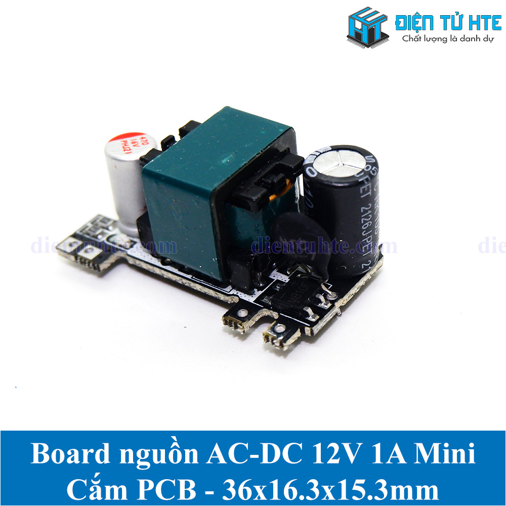 Board nguồn 12V 1A Mini cắm PCB 36x16.3x15.3mm
