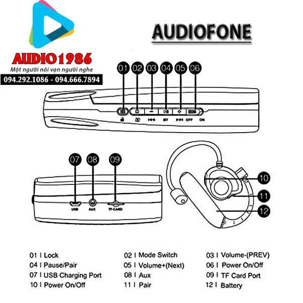 Máy trợ giảng không dây AudioFone 007 mic màu da người mini hạt gạo