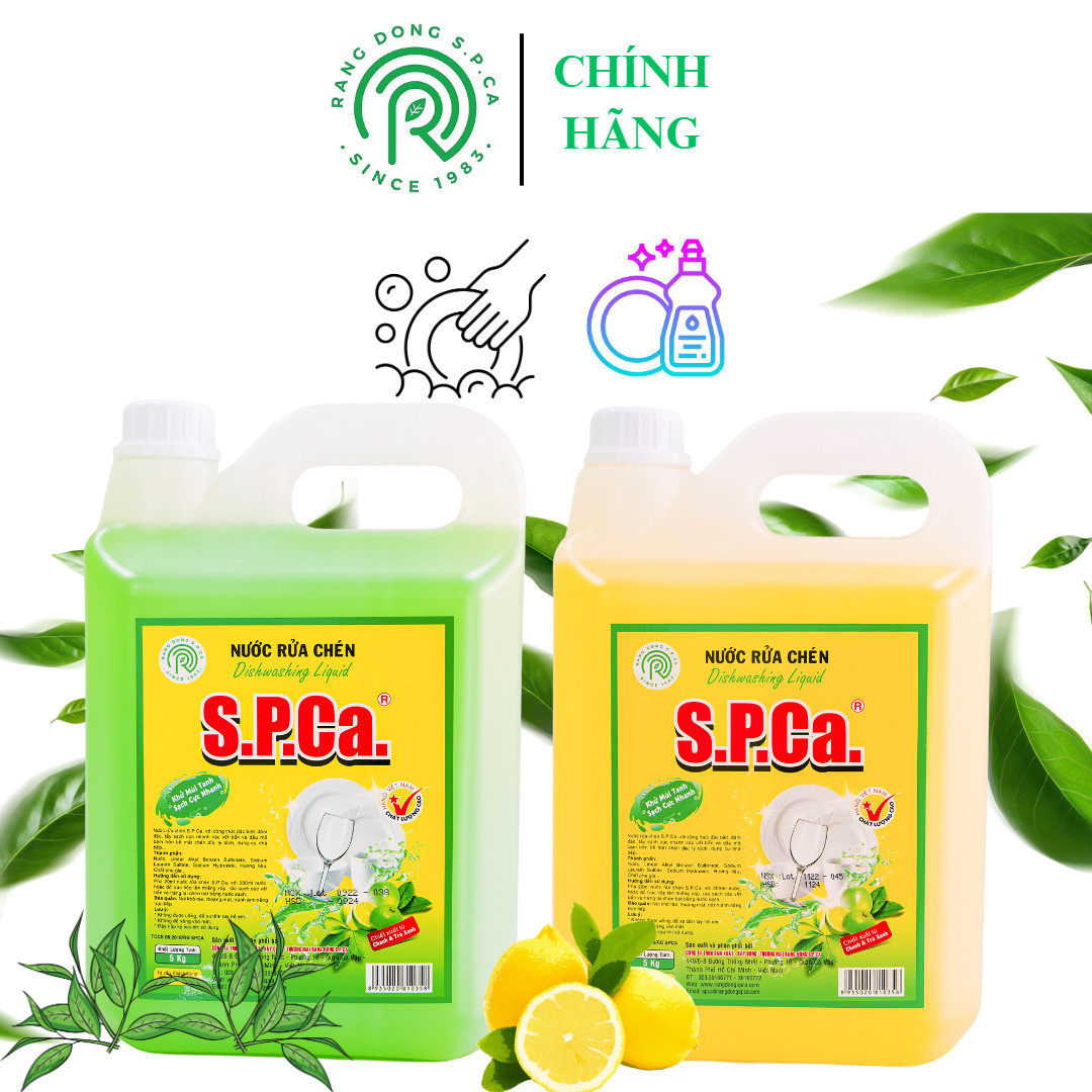 Nước rửa chén S.P.Ca 5kg - Chanh &amp; Trà Chanh