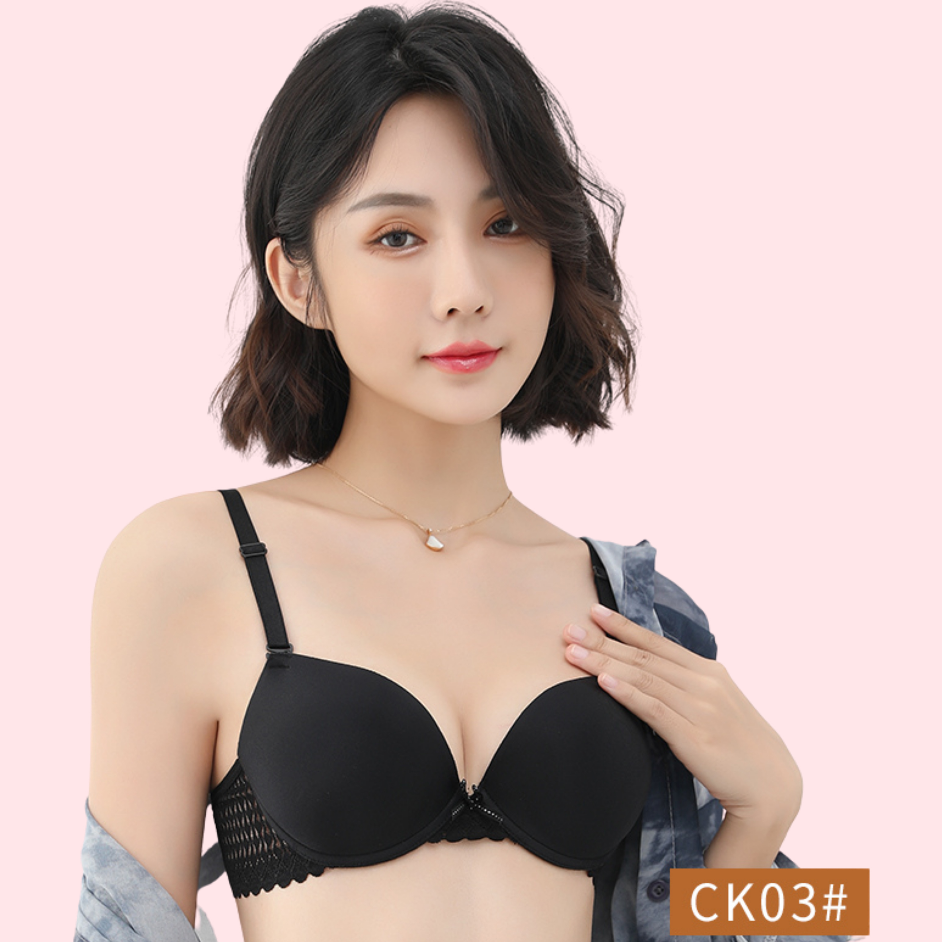 Áo Ngực Su Có Gọng 2 Dây Cài Sau Viền Ren Nâng Ngực Mềm Mại Đệm Dày - CK03