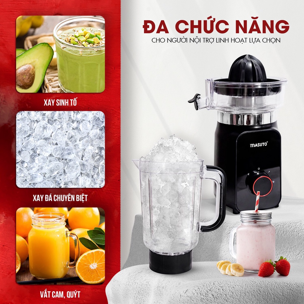 Máy xay sinh tố Sothing Masuto Blender MS-BL2C kèm cối vắt cam tiện dụng công suất 240w- Hàng chính hãng