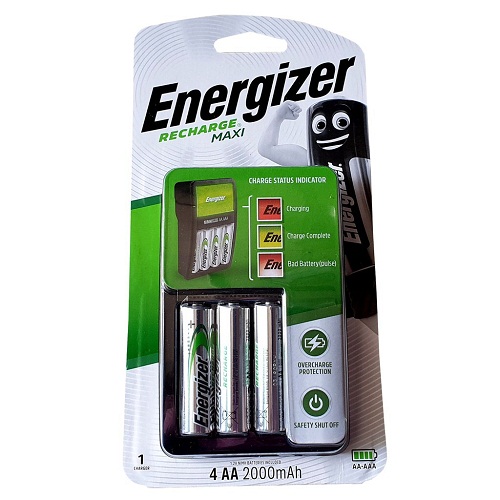 Bộ sạc Energizer Charger kèm 4 pin Ener AA 2000mAh, tự ngắt sạc (CHVCM4) ( Mẫu mới)