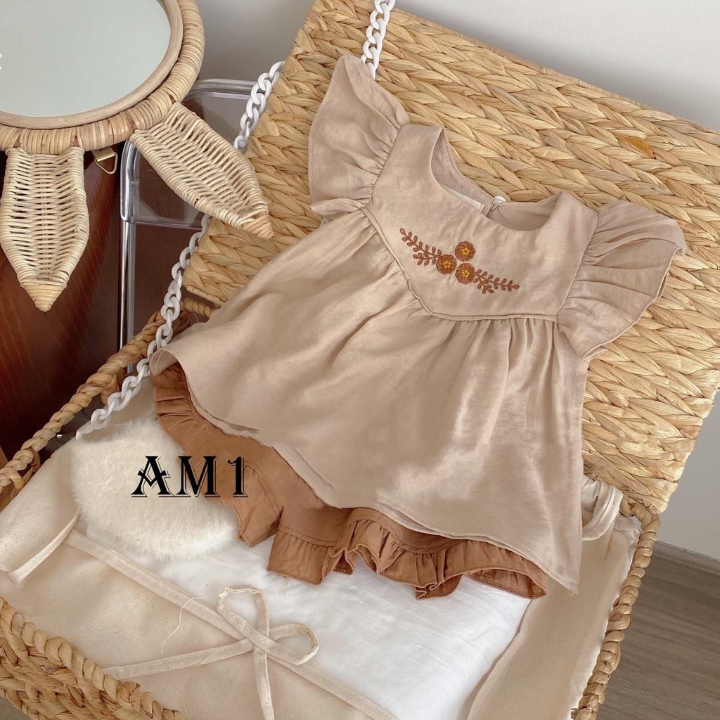Đồ bộ bé gái - Bộ đũi cánh tiên 3 hoa bé gái QATE918