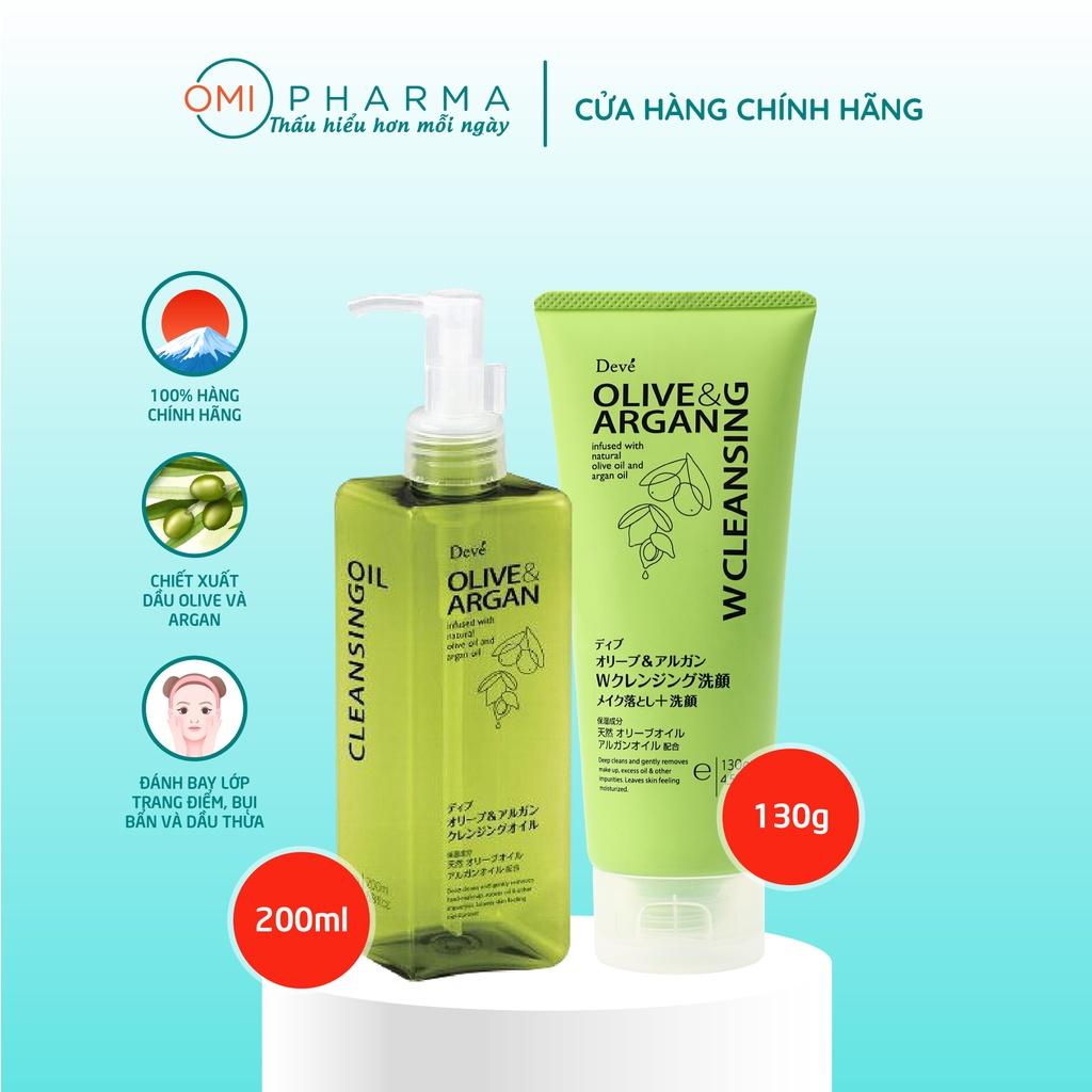 Combo Dầu Tẩy Trang Và Sữa Rửa Mặt Deve Chiết Xuất Dầu Olive &amp; Argan