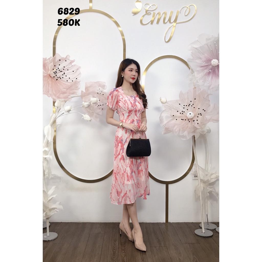Đầm EMY EM6829 Xoè Hồng Tùng Bèo