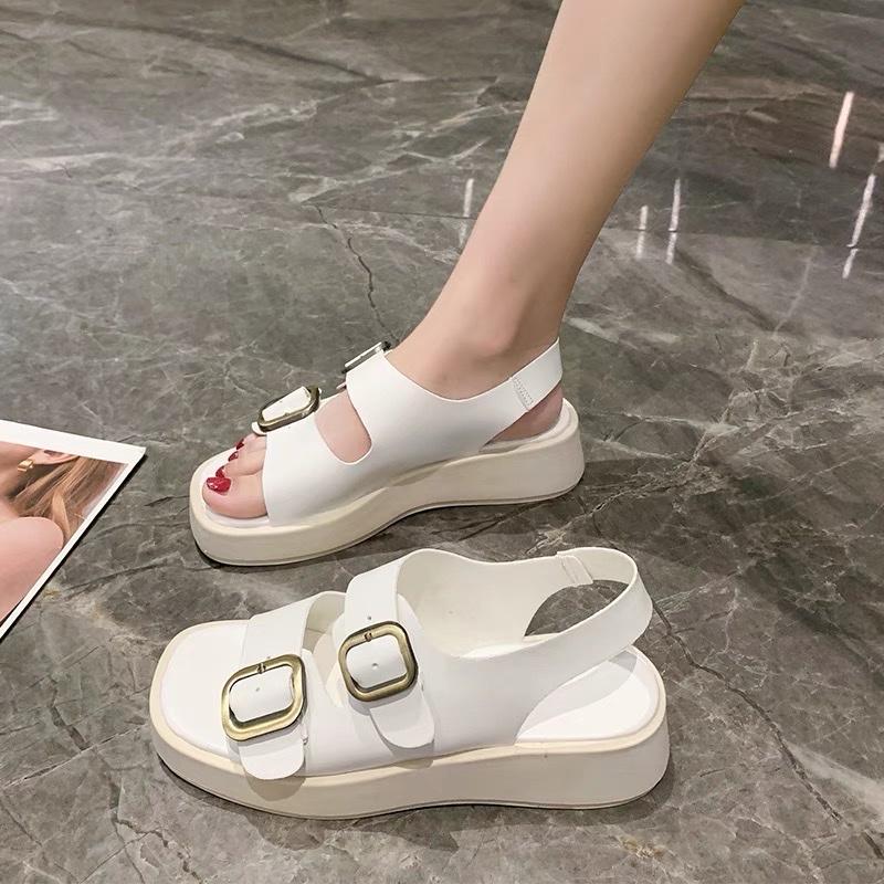 Giày sandal bánh mì 2 quai da trơn quảng châu cao cấp sd2001