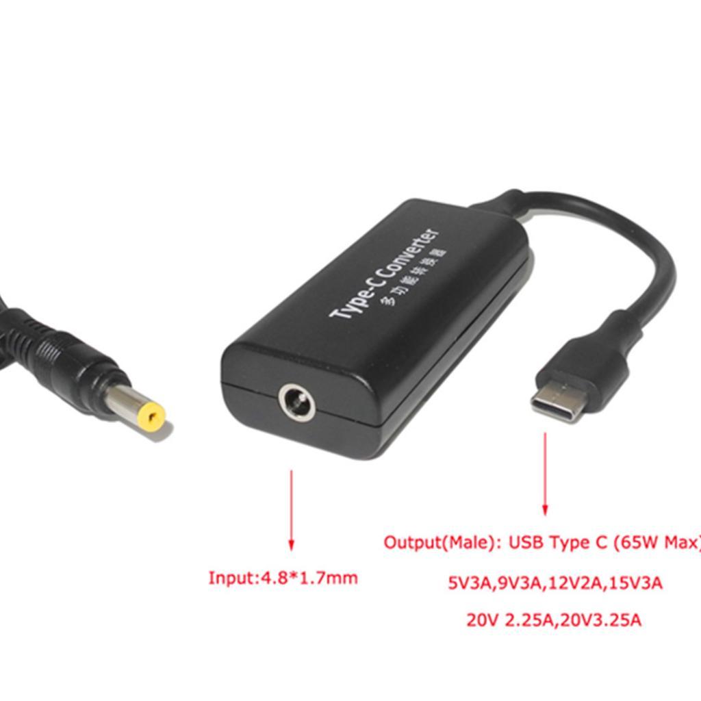 4.8x1.7mm Female Plug to USB C Converter Dc Adapter for Asus