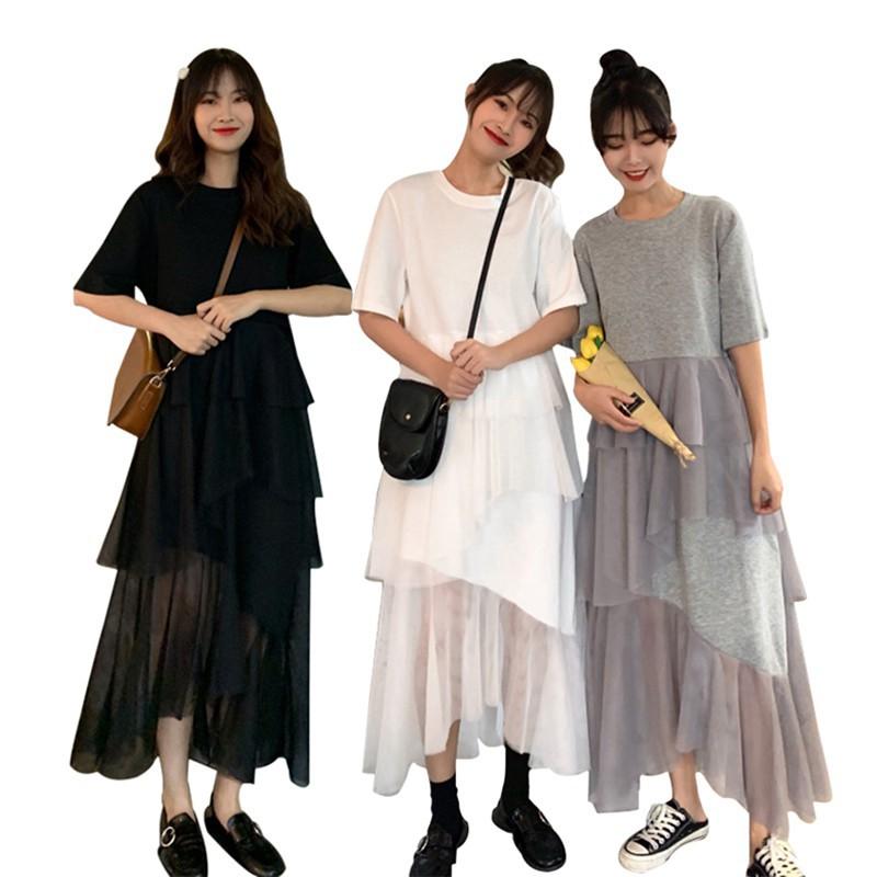 Đầm tay ngắn cổ tròn thiết kế thanh lịch cho phái nữ