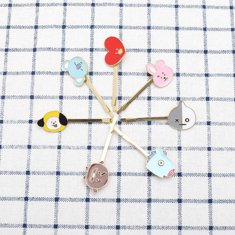 Kẹp tóc mái BT21 dài 7cm bằng thép cao cấp