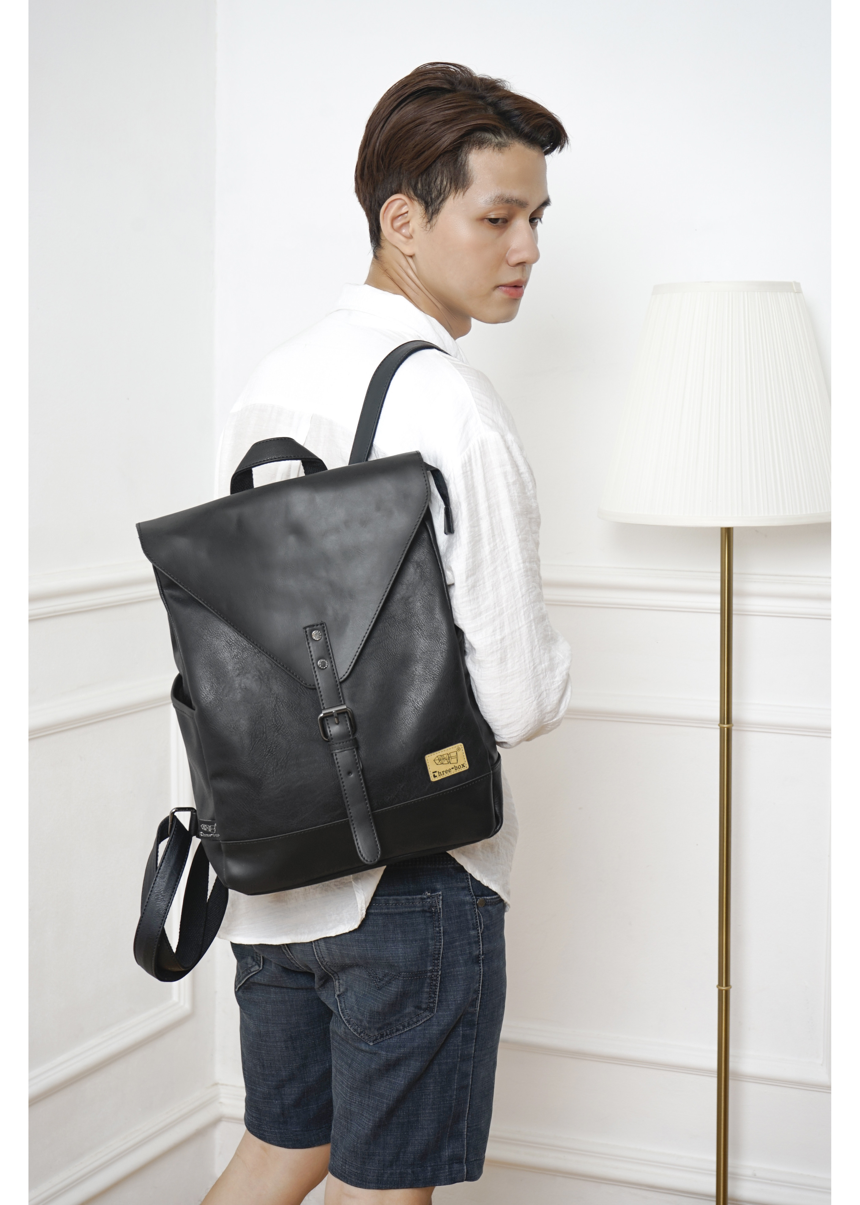 Balo Unisex chính hãng Three-Box , balo da thiết kế phong cách Hàn Quốc trẻ trung năng động | BL3514
