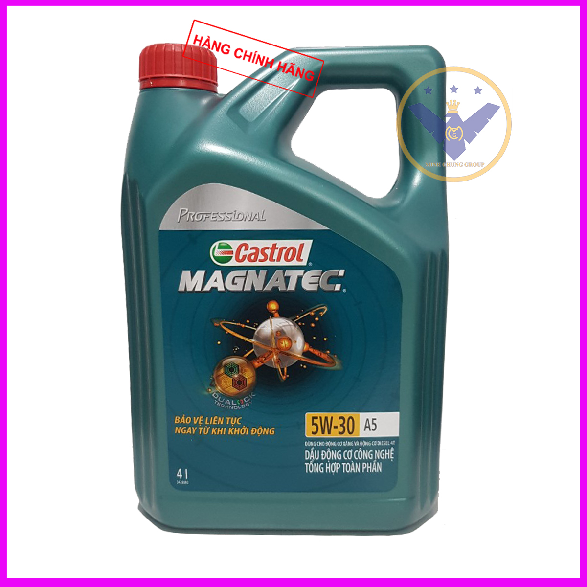 Bộ Dầu nhớt xe ô cao cấp Castrol Magnatec Professional 5W-30 Can 4L + Súc rửa động cơ Bluechem 250ml