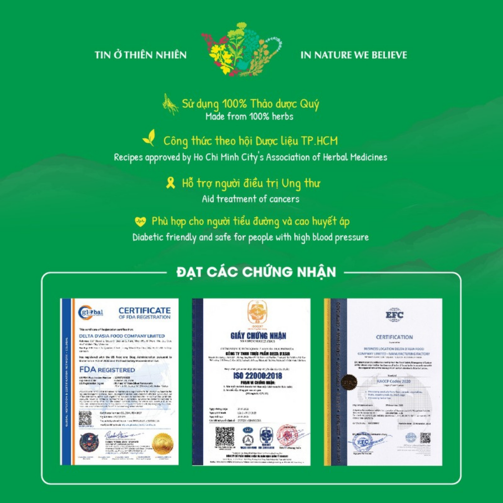 TRÀ THANH NHIỆT - Delta D'Asia Giải độc, mát gan, thanh lọc cơ thể (25 - 50 túi x 1,5 g)