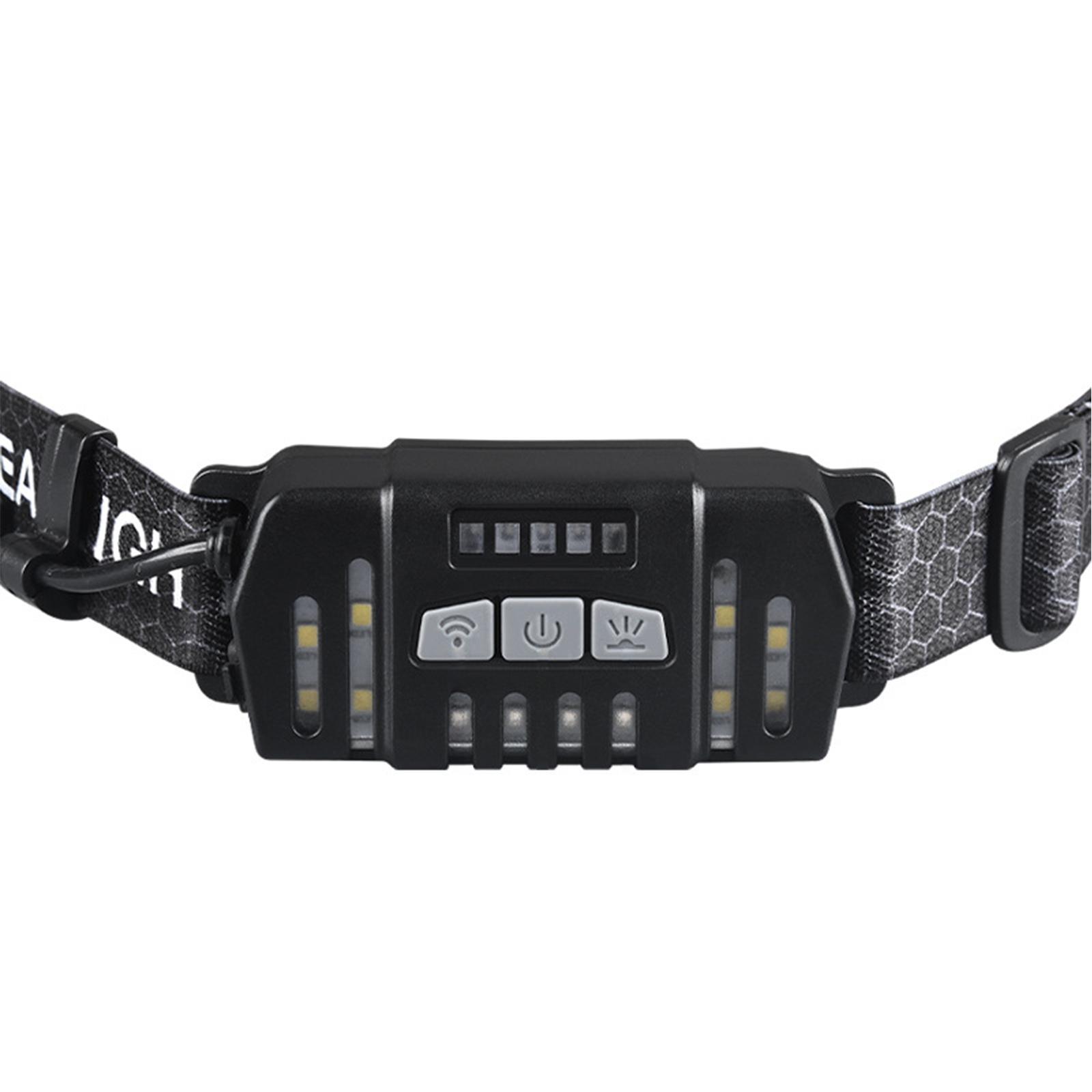 USB Rechargeable Sensor Headlight COB  Flashlight for Hiking Fishing