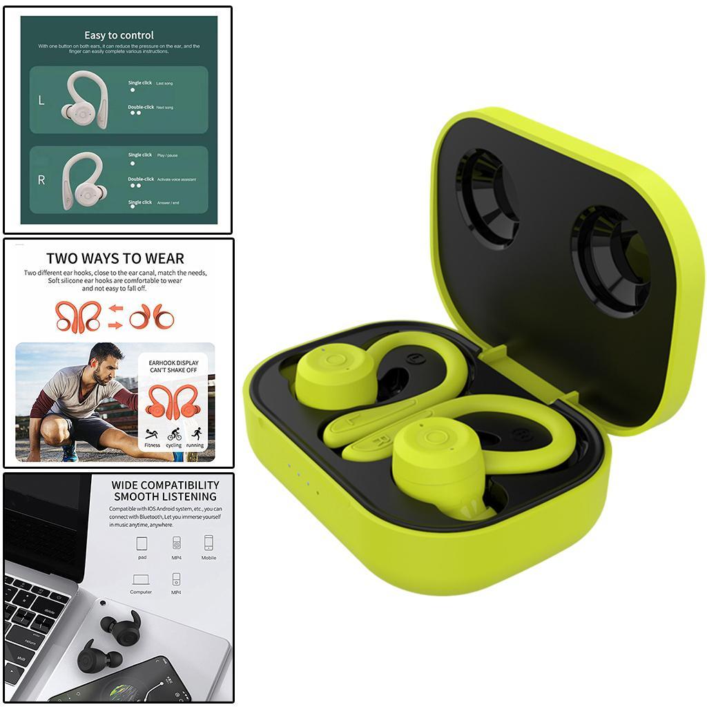 Bluetooth 5.0 Headset Wireless Ear Hook Headphones Handsfree for Sports