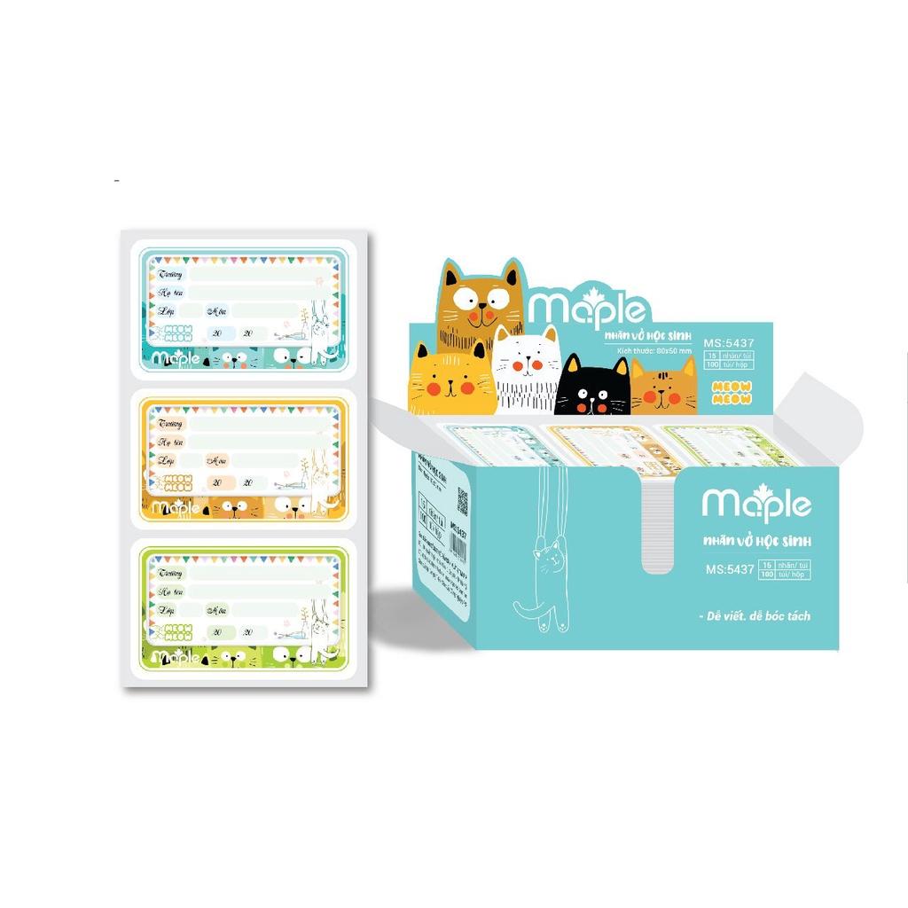 Nhãn vở Mc.ple MEOW MEOW 5437 (15 nhãn/túi) Nhãn vở học sinh giá rẻ