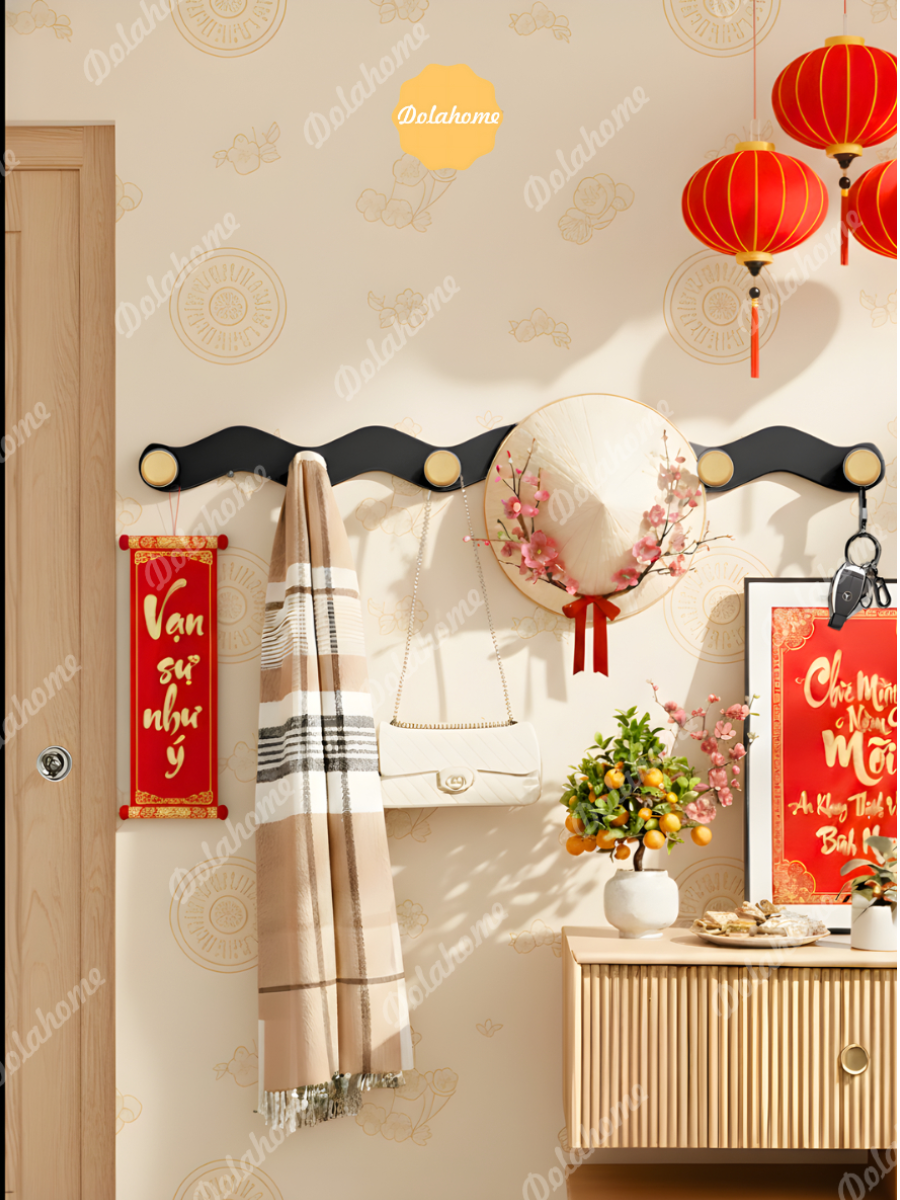 Móc treo đồ decor phòng ngủ Dola Home dán chịu lực, móc treo chìa khoá, treo túi xách, đồ gia dụng