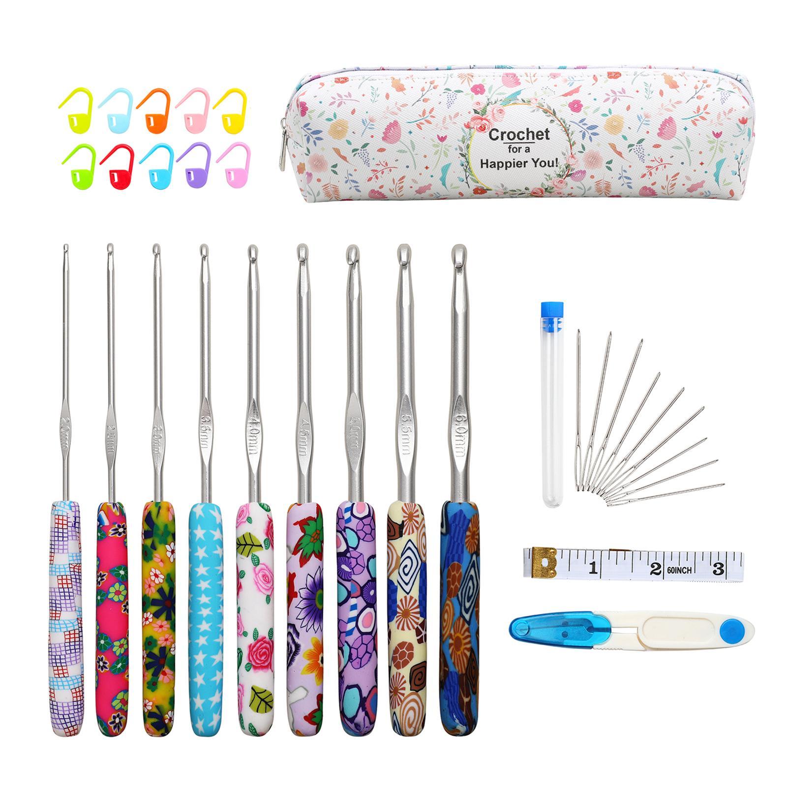 31Pcs Crochet Hook Kit Yarn Knitting Hooks + Case 9-Sizes for Beginners