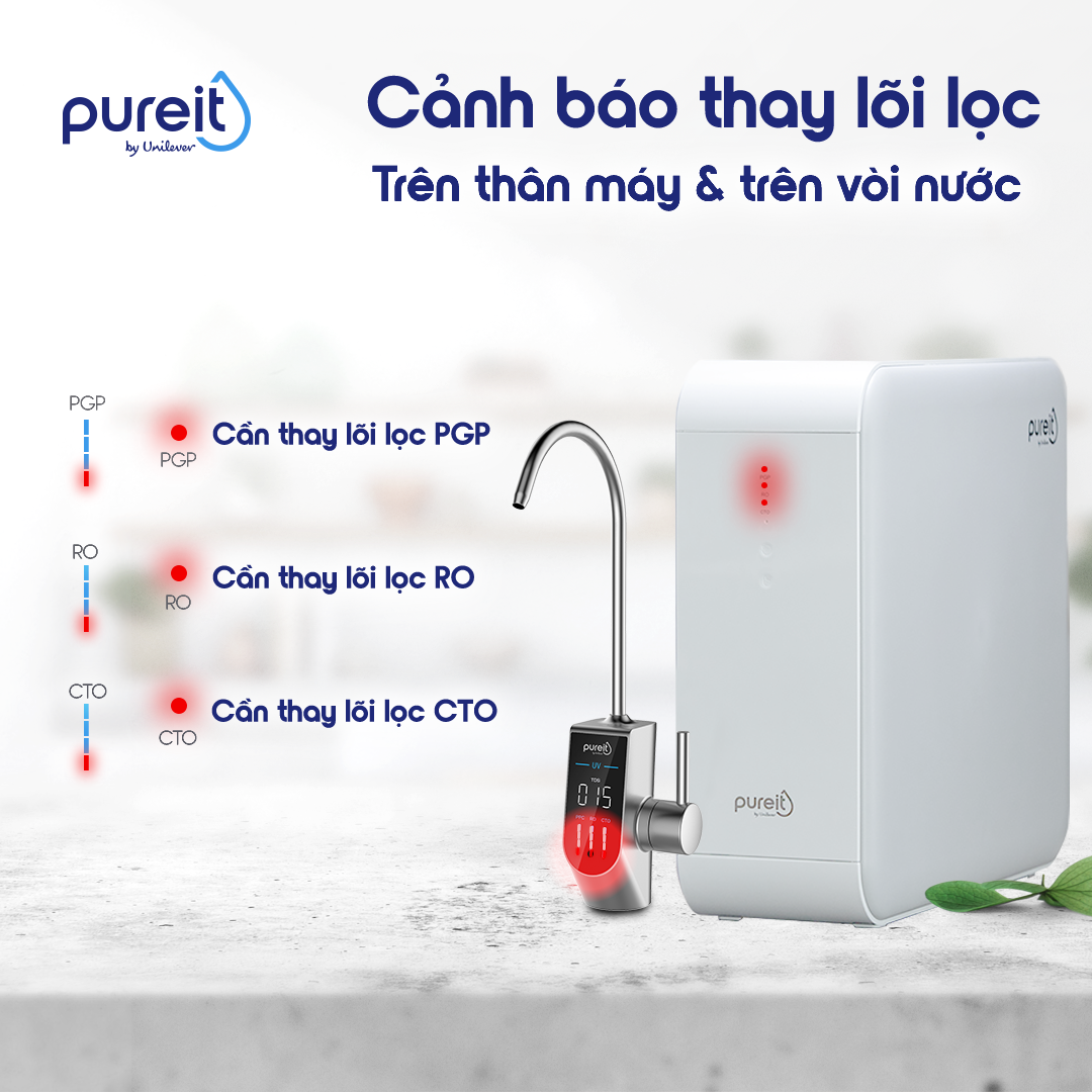 [COMBO TIẾT KIỆM] Máy lọc nước Pureit Delica UR5840 và Lõi lọc CTO, Lõi lọc PGP - Hàng chính hãng