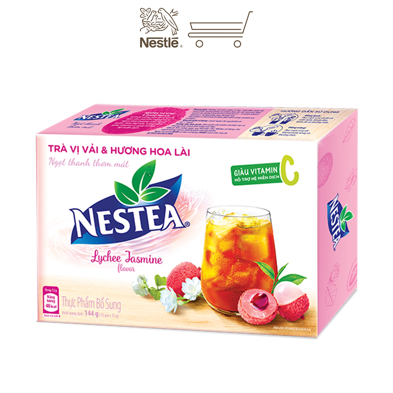 Combo 2 hộp trà Nestea vị vải &amp; hương hoa lài (12 gói x 12g)