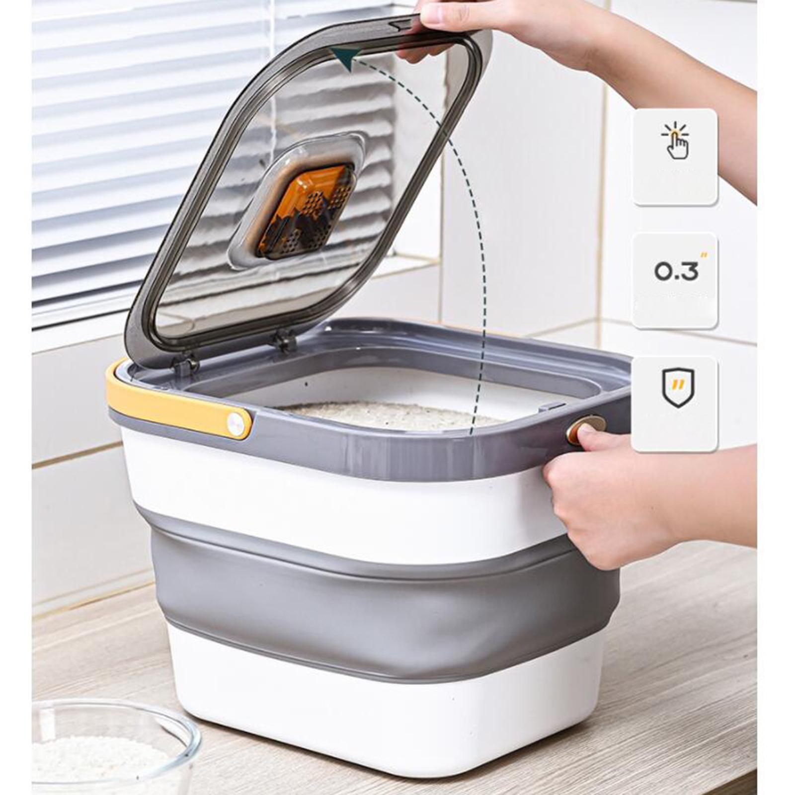 Folding Airtight Rice Storage Container Flour Beans Storage Bin Sealed Cans