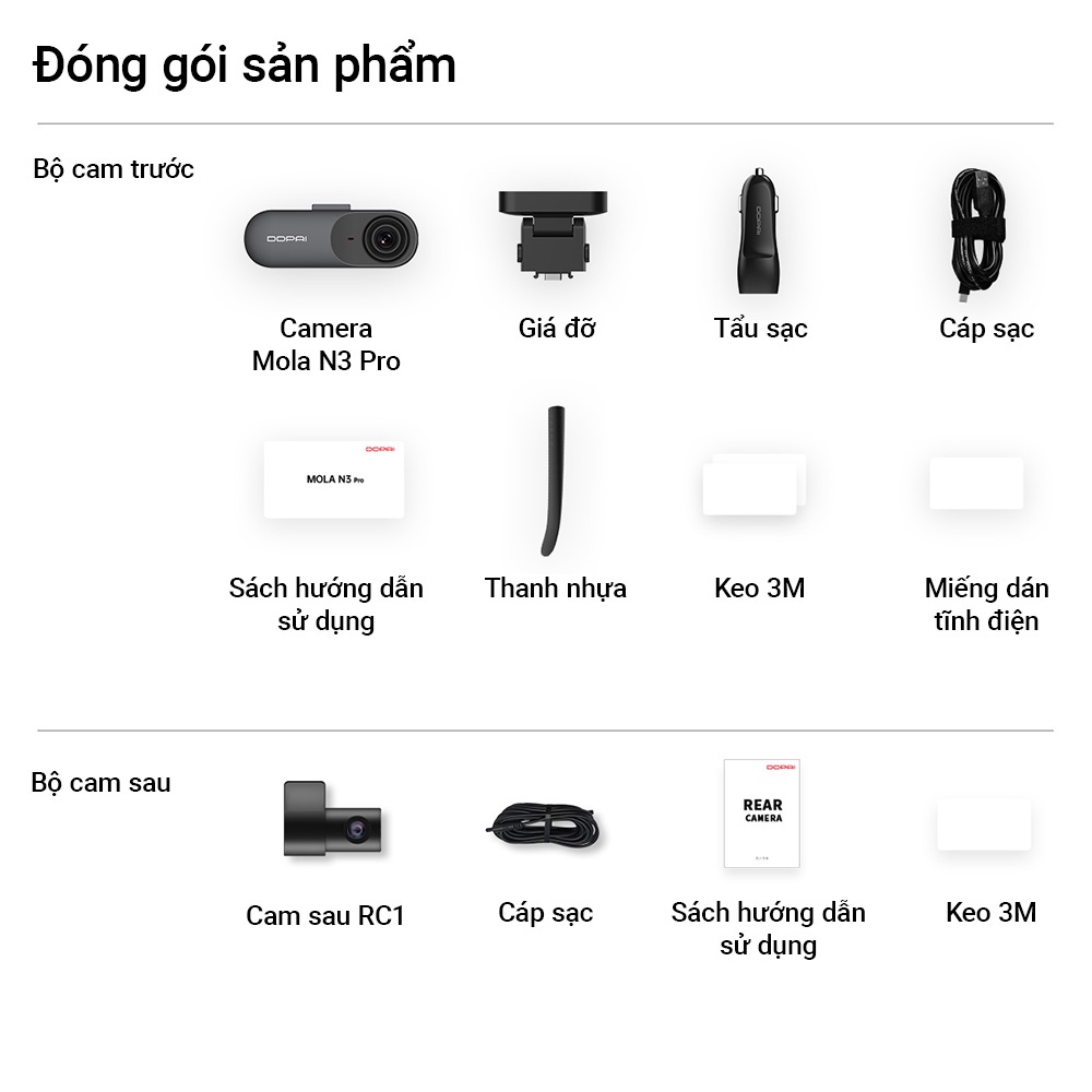 Camera Hành Trình Ô Tô Sothing DDPAI Dash Cam N3 GPS / N3 Pro GPS Độ Phân Giải 1600P- Hàng Chính Hãng