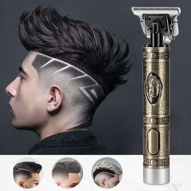 Tông đơ cắt tóc, chấn viền Kemei 1974A cao cấp, vỏ đồng thau có thể sạc lại tiện dụng