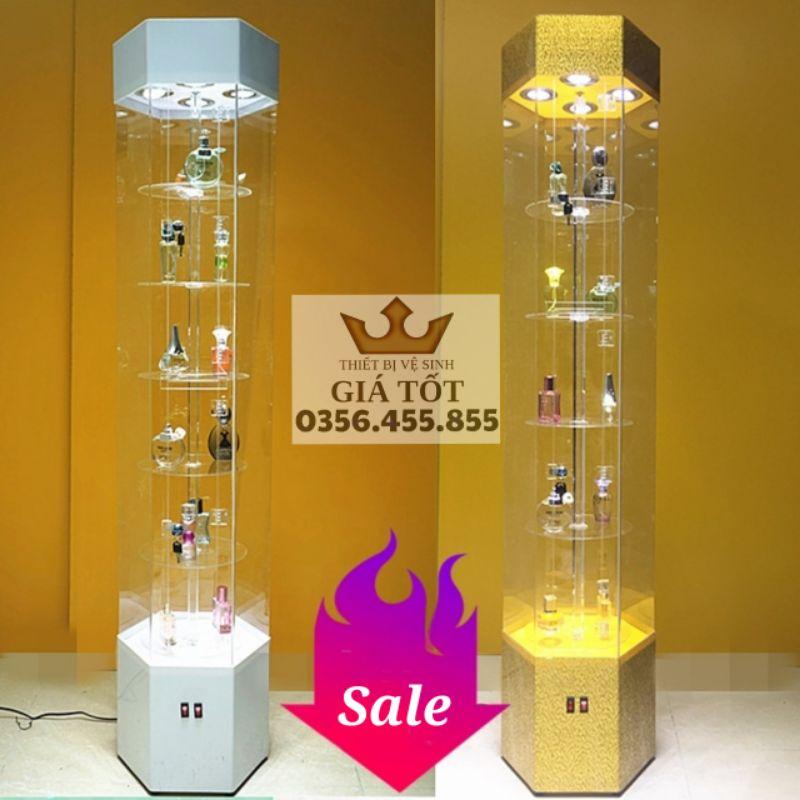 Tủ trưng bày,kệ trưng bày sản phẩm 5 tầng xoay 360° có đèn Led