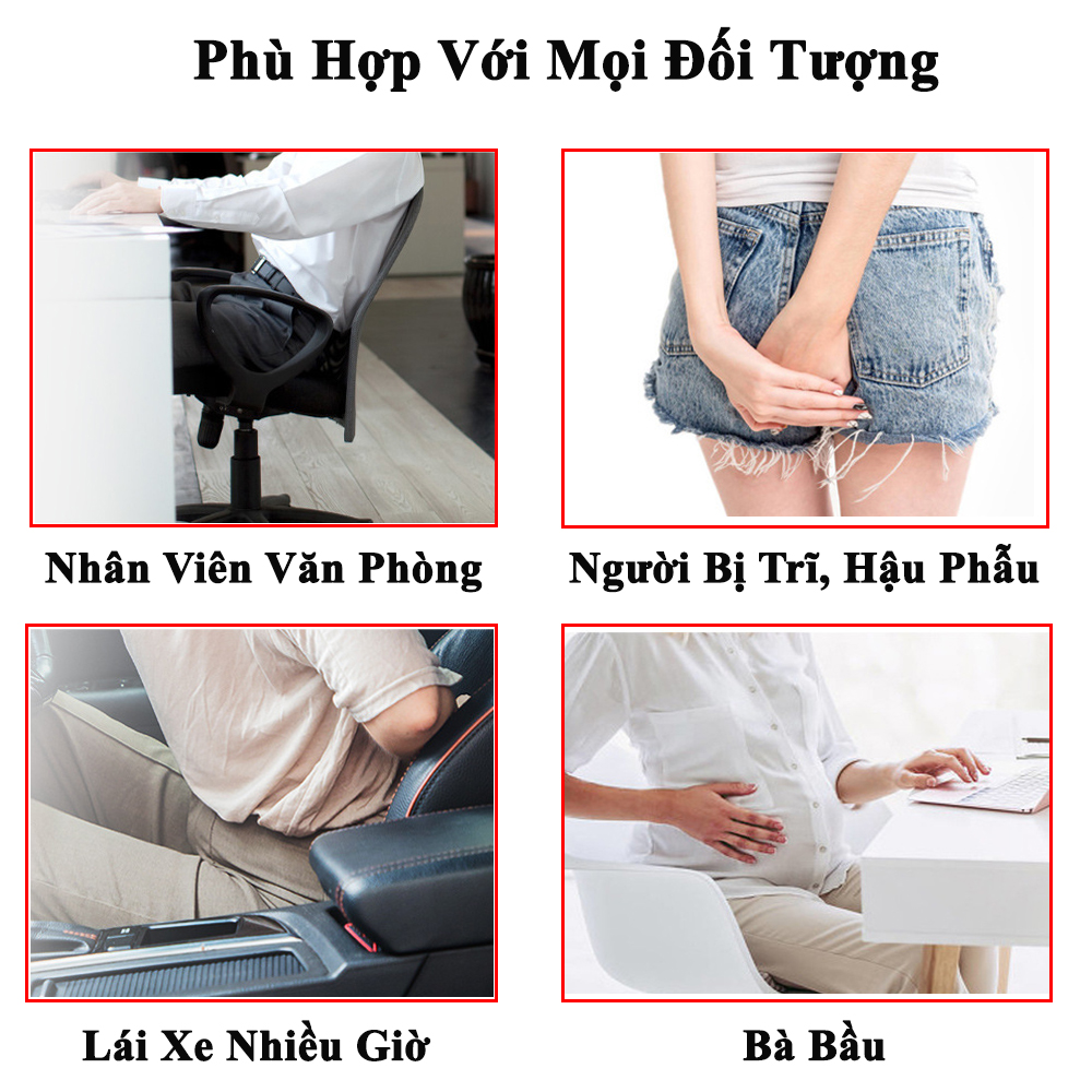 Đệm Ngồi Lót Ghế Chống Trĩ KUNBE, Chất Liệu Cao Su Non Kê Mông Cho Người Đau Xương Cụt Giúp Ổn Định Cột Sống Chống Ê Mỏi